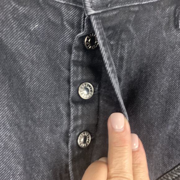 AGOLDE Harley Jean Pants Womens 30 Black Recycled Leather Panel High Rise USA - Picture 4 of 10